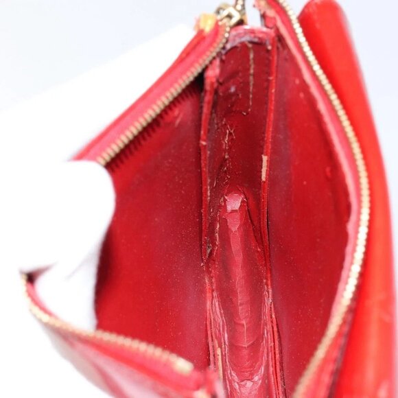 LOUIS VUITTON Monogram Vernis Motto Accessory Pouch Red M91137 LV Auth gh1058 - Picture 10 of 16